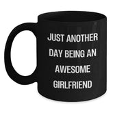 Funny Sweetheart Gifts from Men to Sweetheart, Black Coffee Mugs for Christmas, 'Just Another Day Being An Awesome Sweetheart' Quote - Main